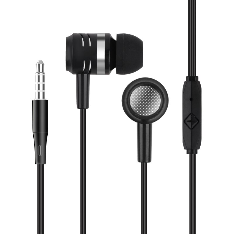 In-ear Earphone Wired Headset with Mic 3.5mm Jack Aux Wired Headphone for Cell Phone MP3 MP4: Black