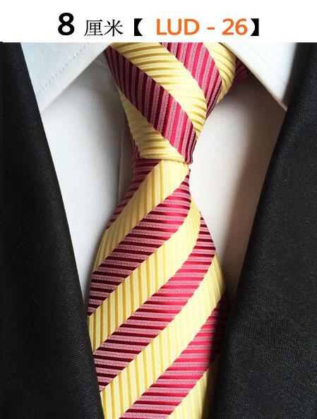 Ricnais – cravate en soie tissée Jacquard pour hommes, 8cm, rayée, costume d'affaires pour fête de mariage, tendance, 100%: 26