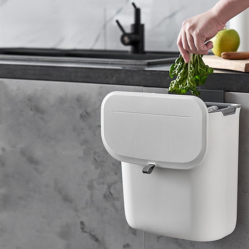 Wall Mounted Hanging Trash Can Kitchen Trash Bin Dustbin Garbage Kitchen Cabinet Door With Lid Rubbish Bin Garbage Can Waste Bin