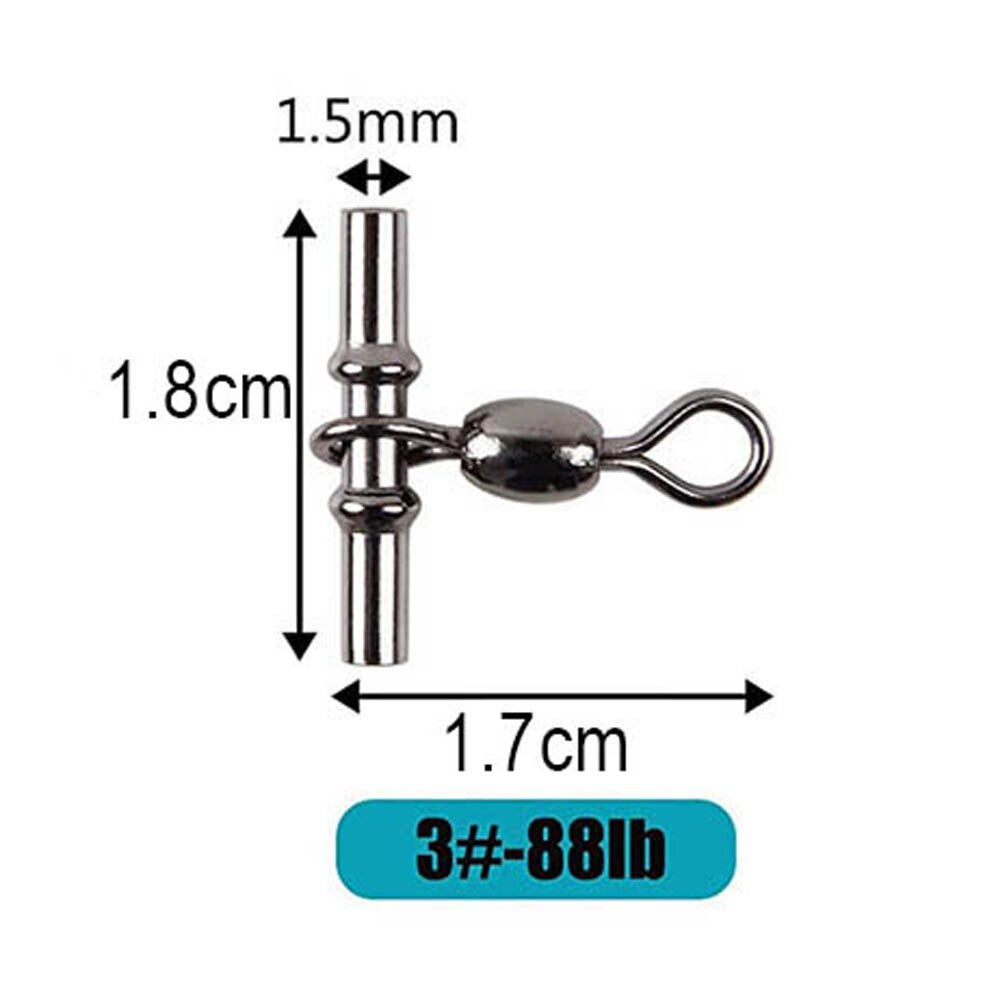 70Pcs 3 Way Cross Line Barrel Fishing Swivels Deep rig Crimp sleeves Crane Swivel Brass Fishing connectors Tackle: Size 3