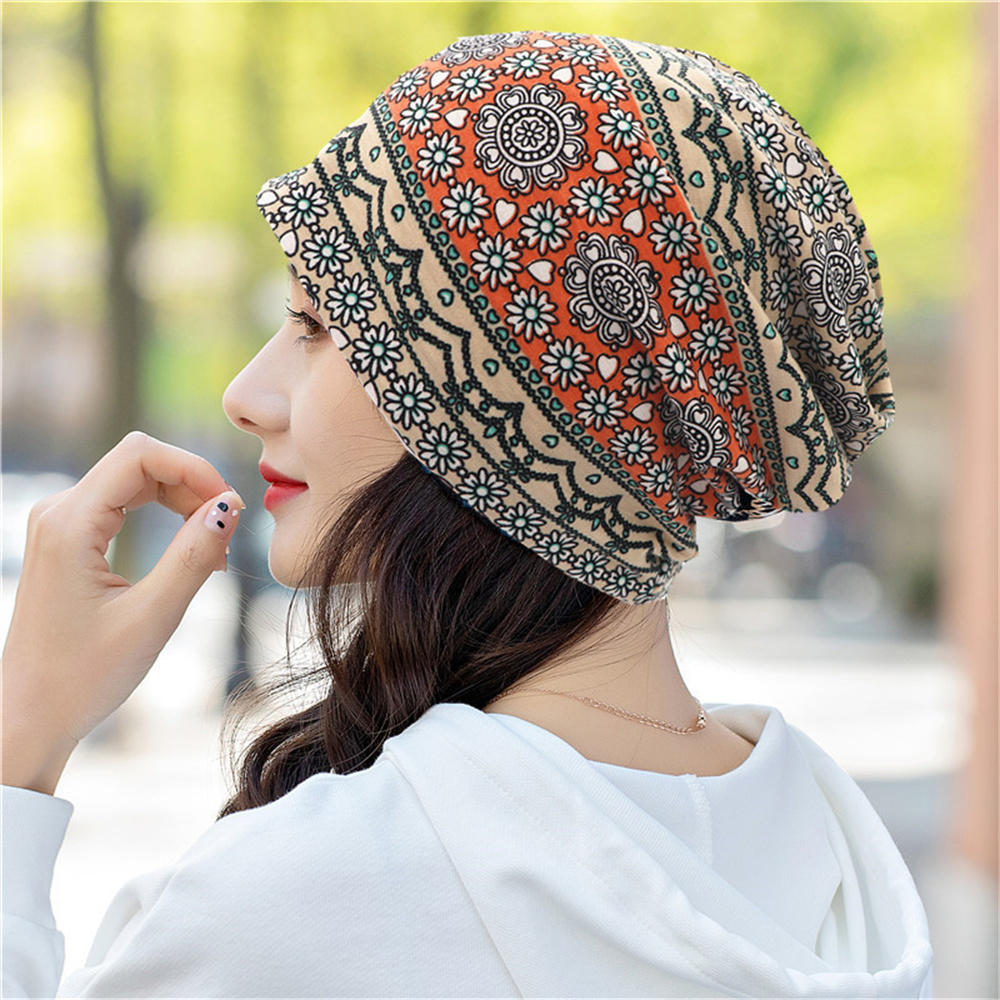 Gorros de estilo étnico para hombre y mujer, gorro de flor de anacardo, bufanda de 2 formas de usar, de Festival: Verde militar
