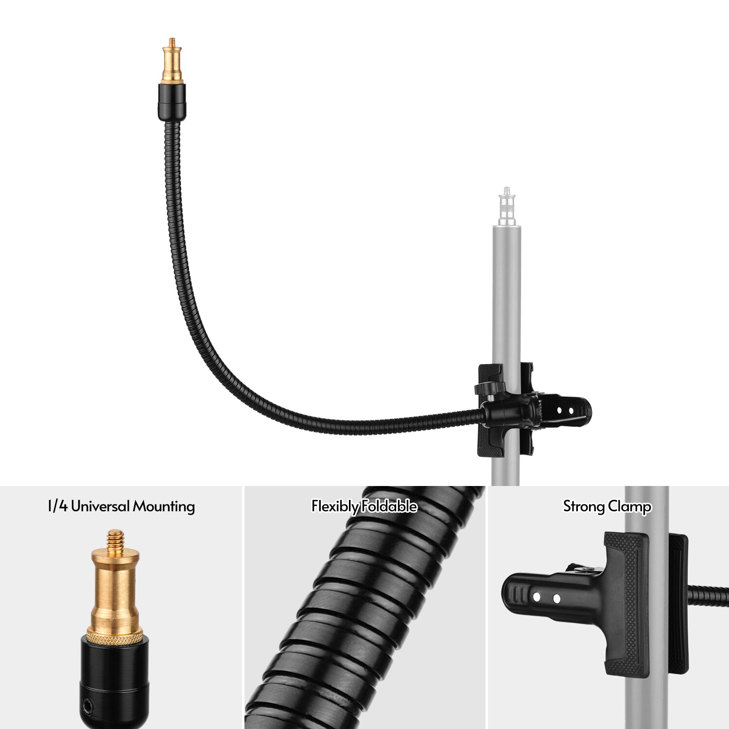 Stand Holder Flexible Tube Arm Mount Clamp Stand with 1/4 Screw for Action Camera Phone Holder Light Microphone Mounting