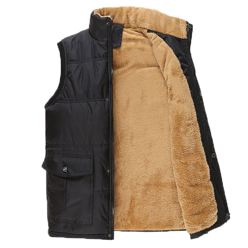 Gilet en molleton pour homme, veste sans manches, couleur unie, noir, , grande taille 7XL, Gilet épais, automne et hiver décontracté