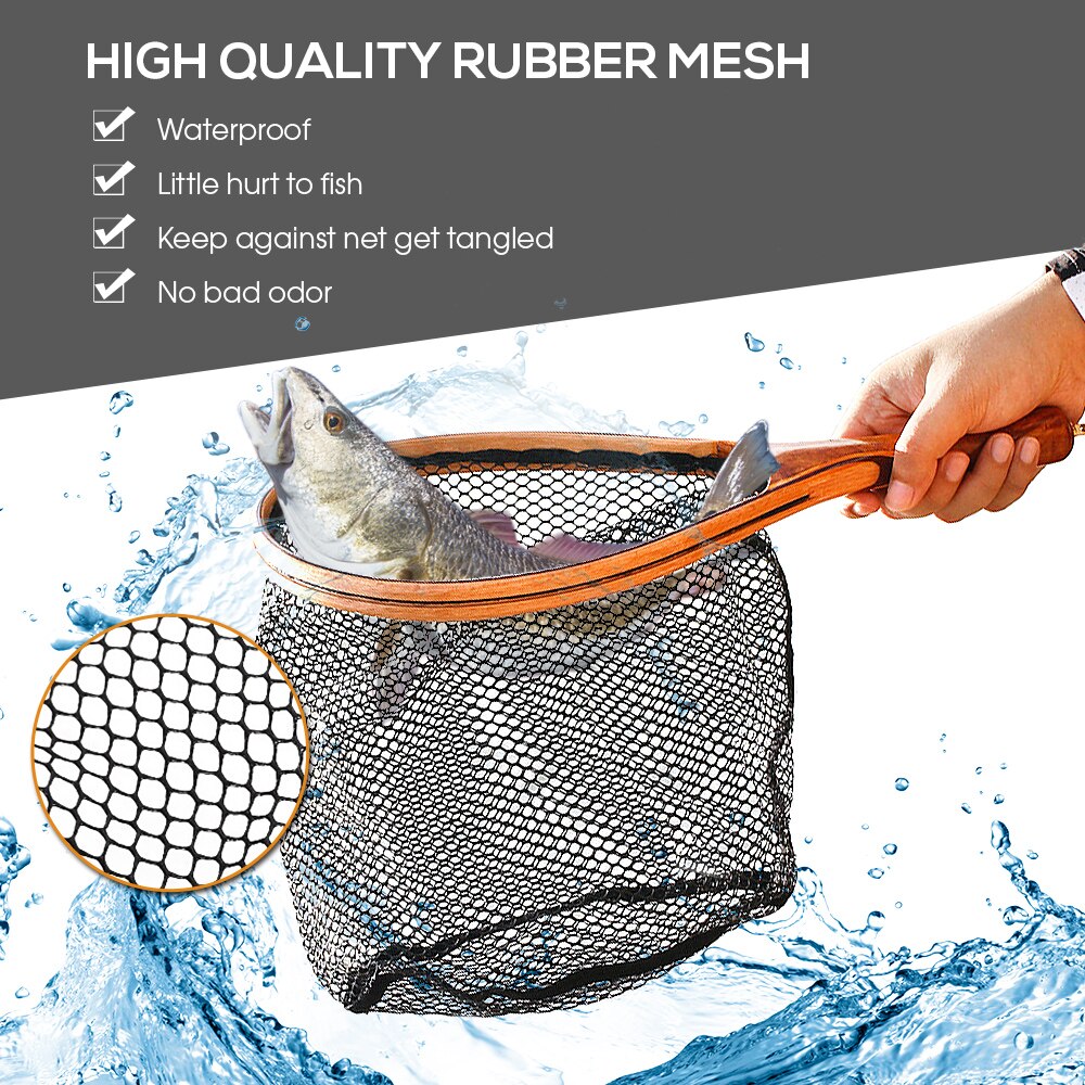 Fishing Landing Net with Elastic Lanyard Fly Fishing Net Fishing Catch and Release Net Fishing Tool Accessories