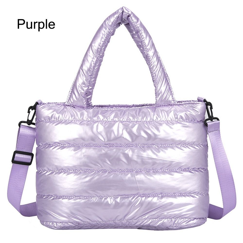 Puffer-taske til kvinder, quiltet, puffy håndtaske, letvægts, polstret skuldertaske med dunpolstring, crossbody-håndtaske med dunpolstring: Sort
