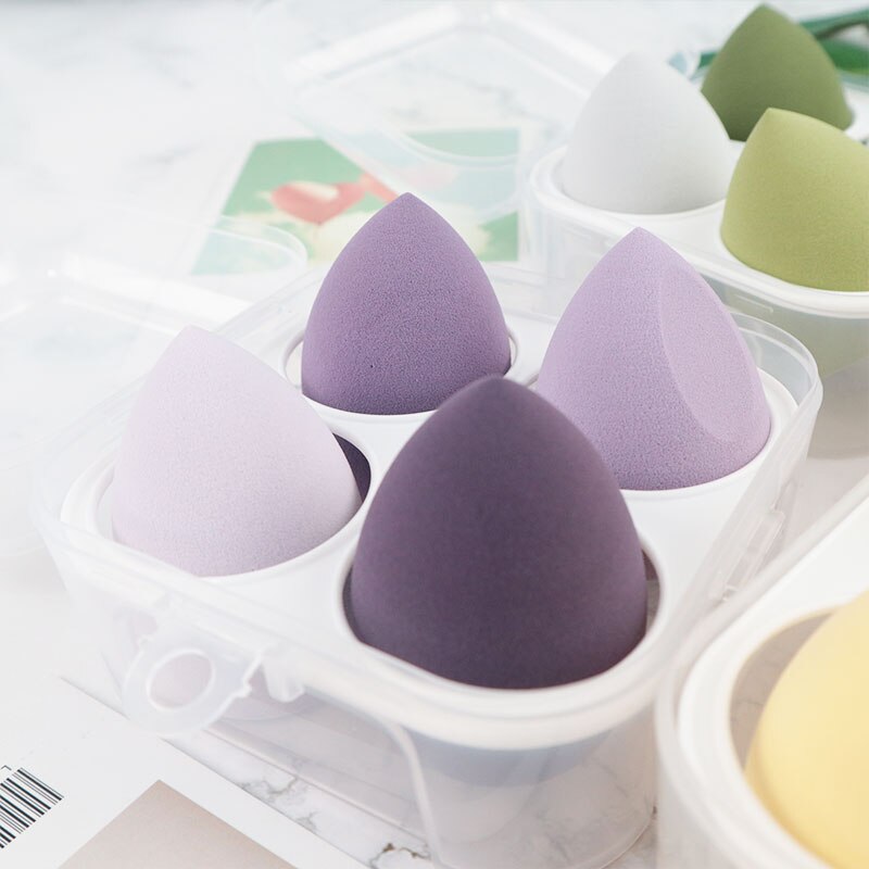 3/4 Piece Set Of Makeup Sponge, Puff, Healthy Latex Soft Sponge, Wet And Dry Set, Beveled Beauty Makeup Tool: 4 pcs Purple A