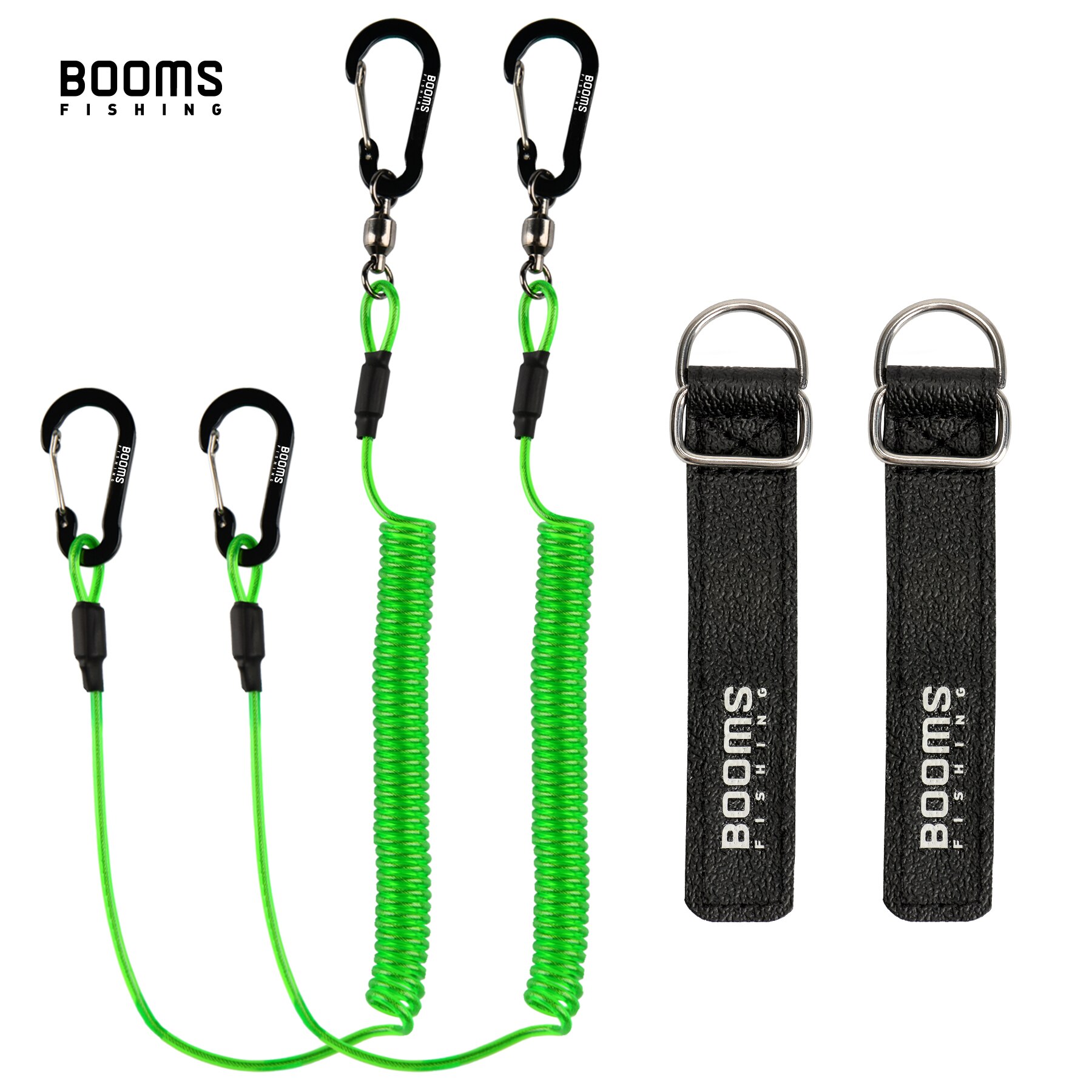 Booms Fishing T02RB1 Fishing Rod Tether Boat Kayak Paddle 2M Heavy Duty Elasticity Lanyard for Fishing Tools Rods Strap 4pcs/Set