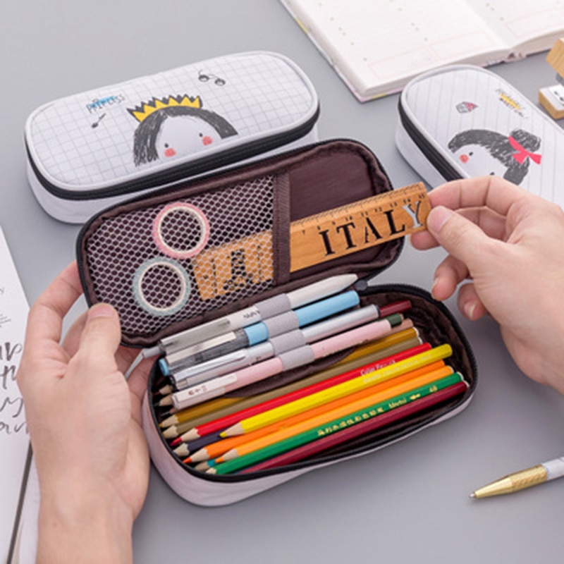 Große Kapazität Nette Leinwand Bleistift fallen Schule Stift fallen Liefert Bleistift Tasche Bleistifte Beutel Schreibwaren 。
