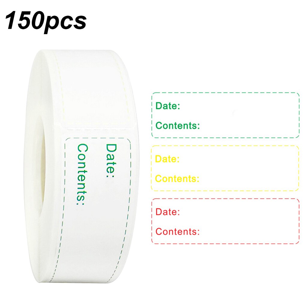 150pcs/roll Date Sticker Roll Refrigerator Date Content Label Removable Kitchen Food Storage Sticker: 3 Colors
