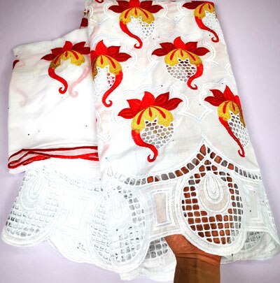 Afrikaanse Kant Stof 5Yards + 2Yards Katoen Voile Kant Van Emboridery Franse Kant Franse Kant Stof YLC837: AS PIC3