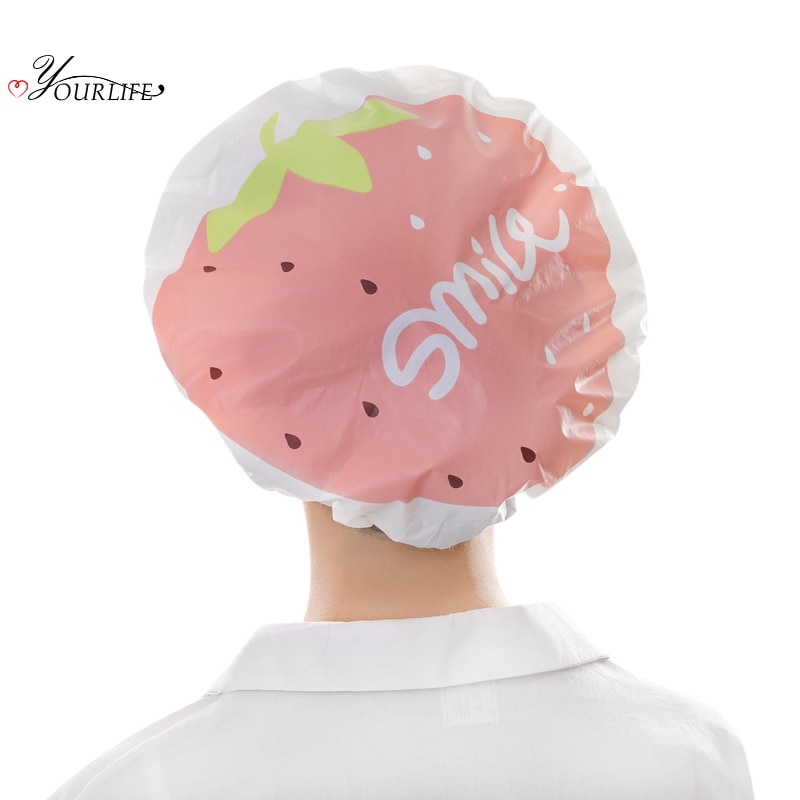OYOURLIFE Bathroom Cartoon Waterproof Bath Cap Douche Cap Elastic Band Shower Hat For Women Hair Protective Cosmetic Cap