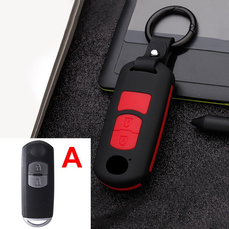 ABS+Silicone Car Remote Key Case Fob Cover For Mazda 2 3 6 Atenza Axela CX-3 CX3 CX-5 CX5 CX 5 CX7 CX8 CX9 MX5: A  Black