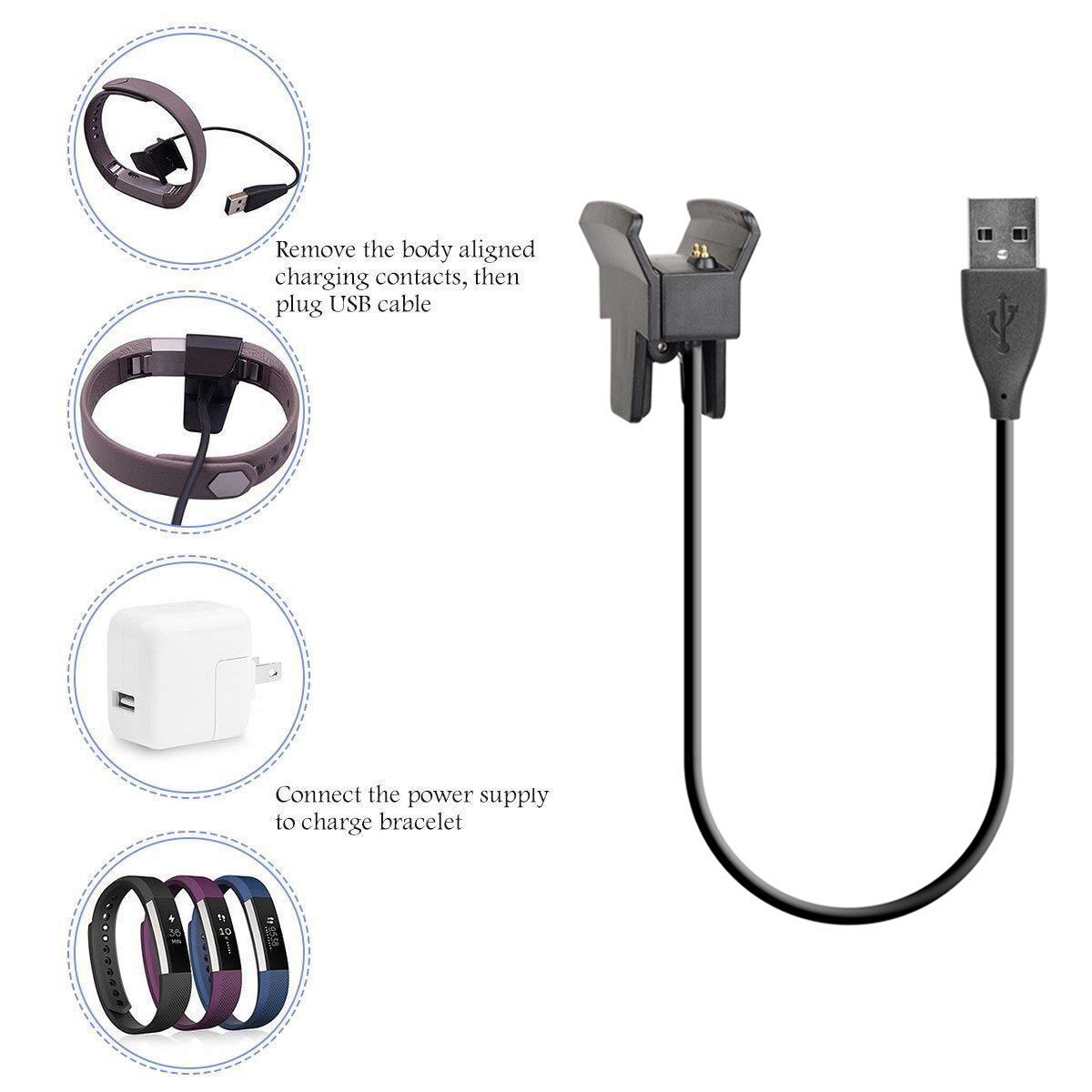 USB Charging Tracker Replacement USB Charger Charging Cable Cord Wire for Fitbit Alta Smart Watch