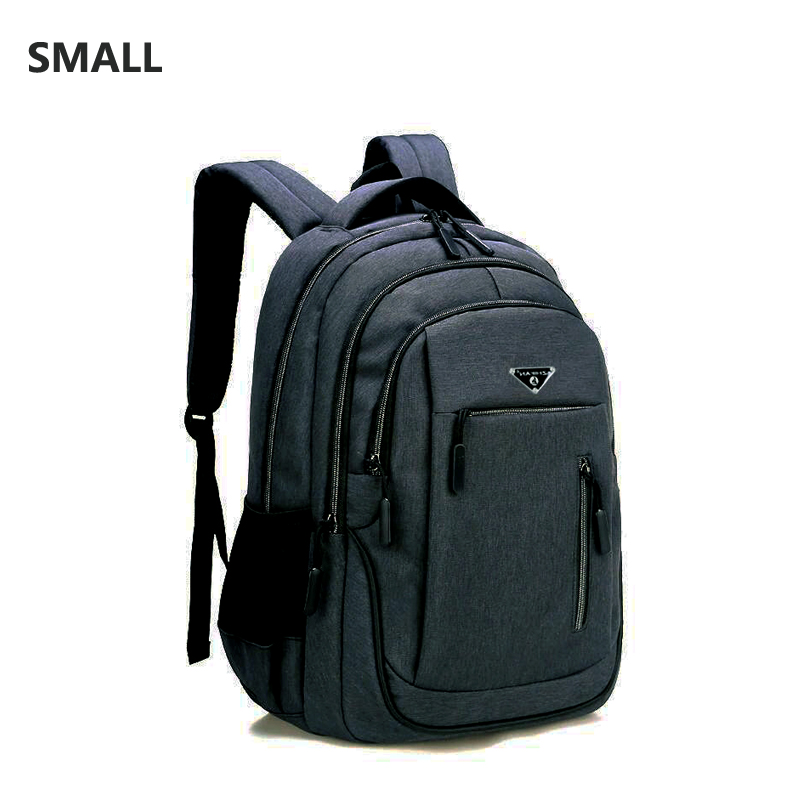 Large-capacity men's laptop rechargeable USB Oxford gray high school school bag youth backpack multifunctional backpack: Dark gray small