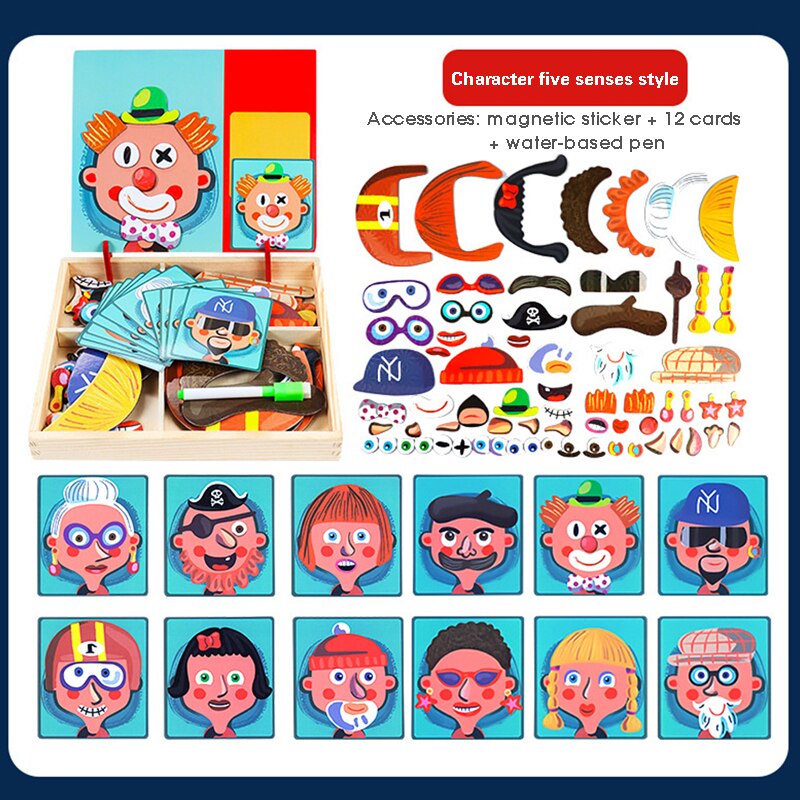 Kinderen Speelgoed Houten Magnetische Puzzel Educatief Speelgoed Kids Tafel Games Fidget Speelgoed Twee Stijlen En 8 Patronen Voor Uw keuze: scene 1
