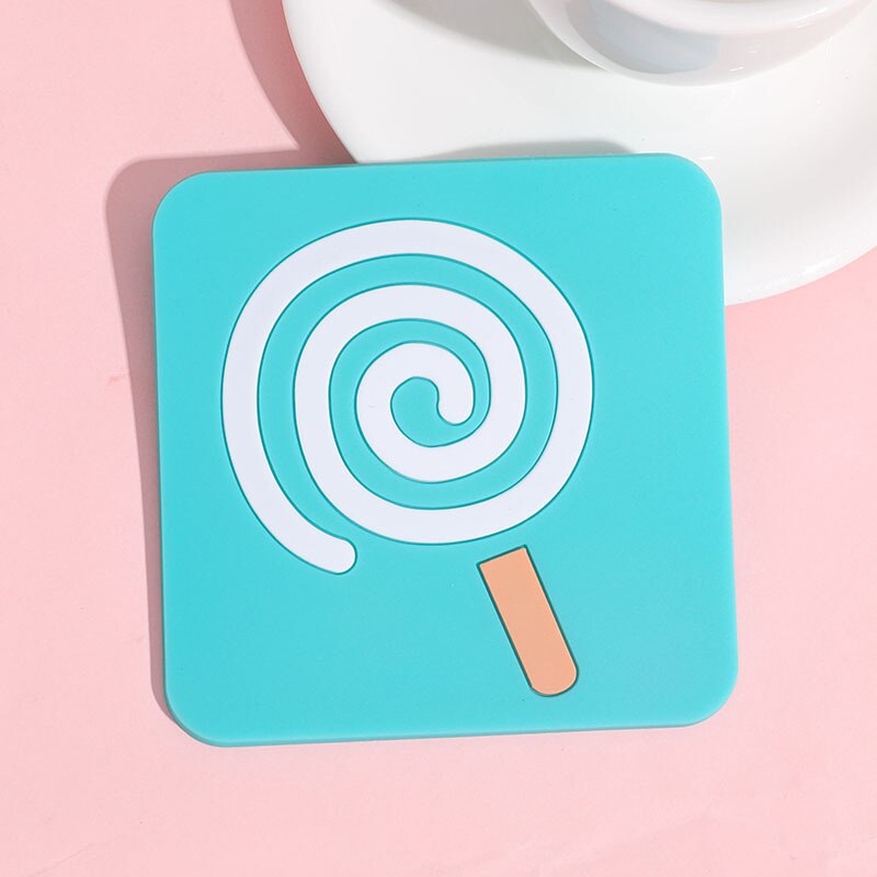 Lytwtw-vaso aislante de calor de silicona cuadrada suave, novedad, mesa, dibujos animados, posavasos, mantel individual: 1bangbangtang