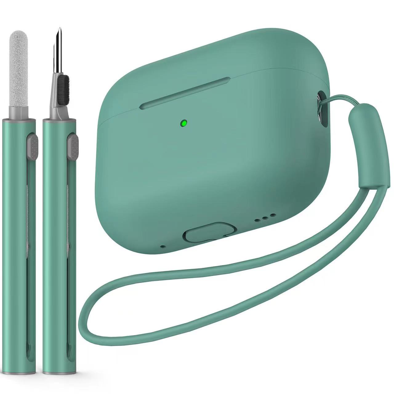 AirPods Pro Case Cover with Cleaner Kit,Soft Silicone Protective Case for Apple AirPod Pro 2nd/1st Generation Case for Women Men: green