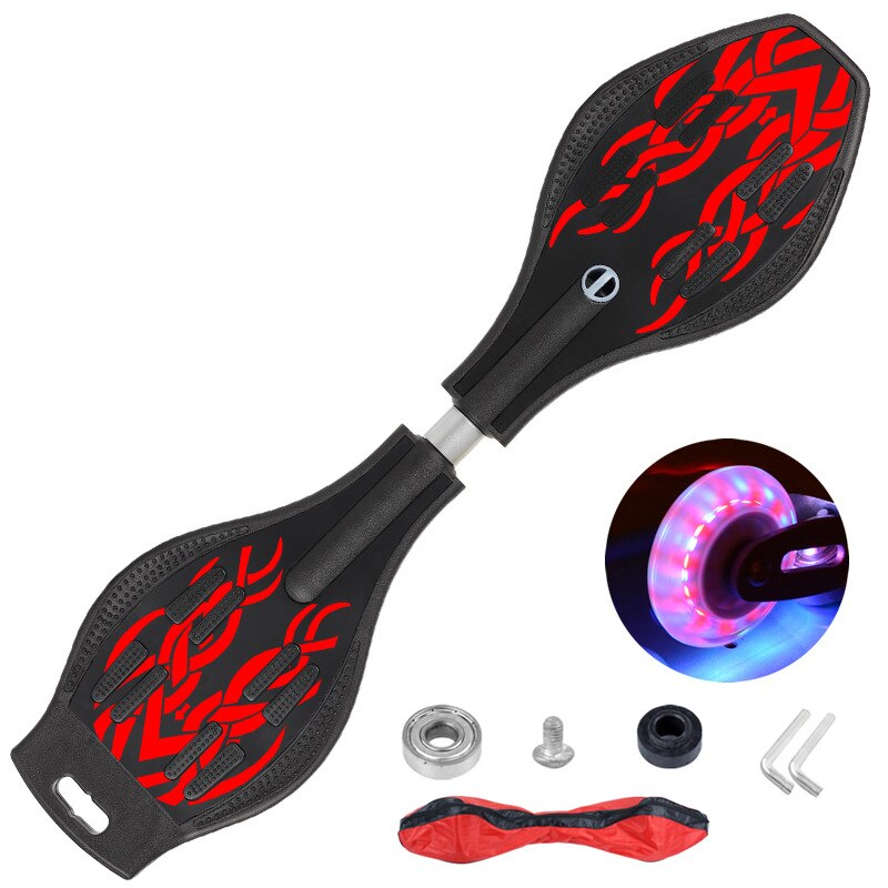 Snake board-ruedas intermitentes para adultos, 88cm, 35 pulgadas, para principiantes, deslizantes al aire libre, 2 ruedas, de aleación de aluminio: A2 flash wheels