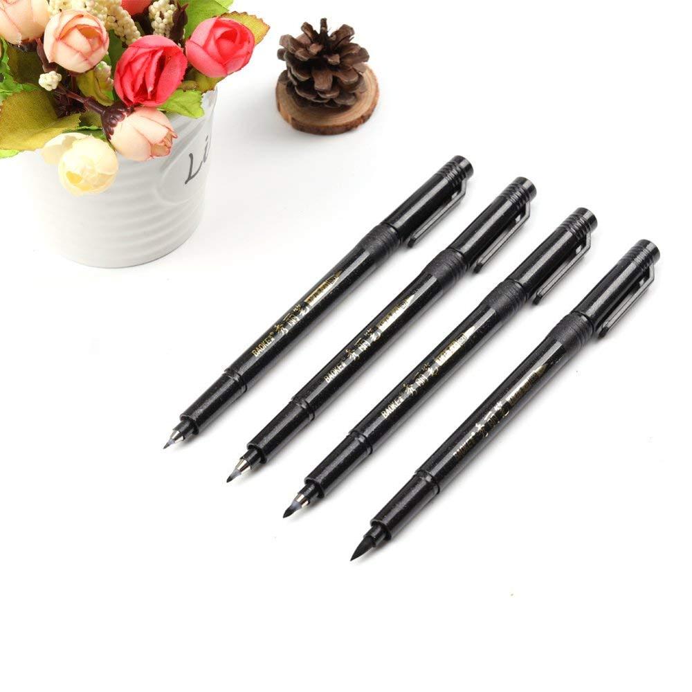 4 Pcs/set Chinese Calligraphy Pen Hand Lettering Pens Brush Lettering Pens Markers for Writing Drawing Black Ink Pens Art Marker