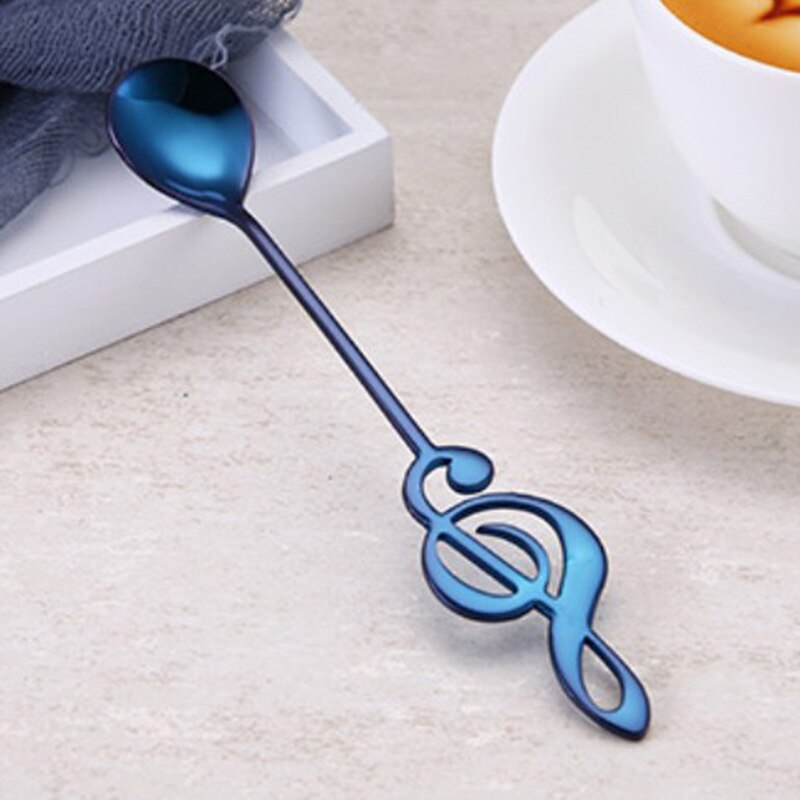 S Rvs Muzieknoot Koffie Roeren Lepel Suiker Ijs Mok Dessert Thee Lepel: Blue
