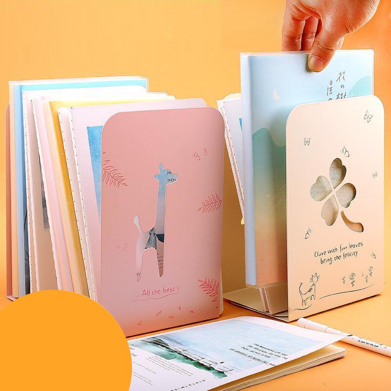 Metal Hollow Cute Bookends L-shaped Desk Organizer Desktop Book Holder School Stationery Office Accessories