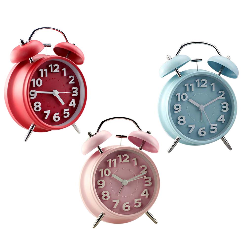 Double Bell Classic Portable Metal Alarm Clock Alarm Clock Silent Alarm Clock Desktop Home Decor Lazy Person