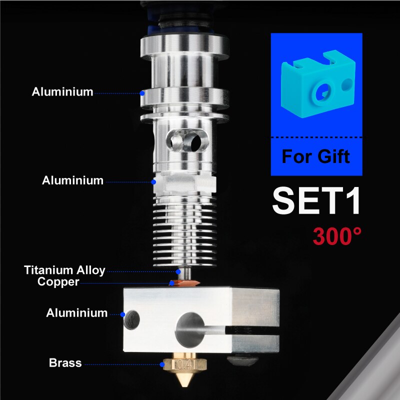 Mellow Upgrade All Metal NF Smart-V6 V2.0 Hotend Titanium Heat Break Kit For V6 Hotend Prusa MK3 DDG Extruder 3D Printer: 12V / SET1