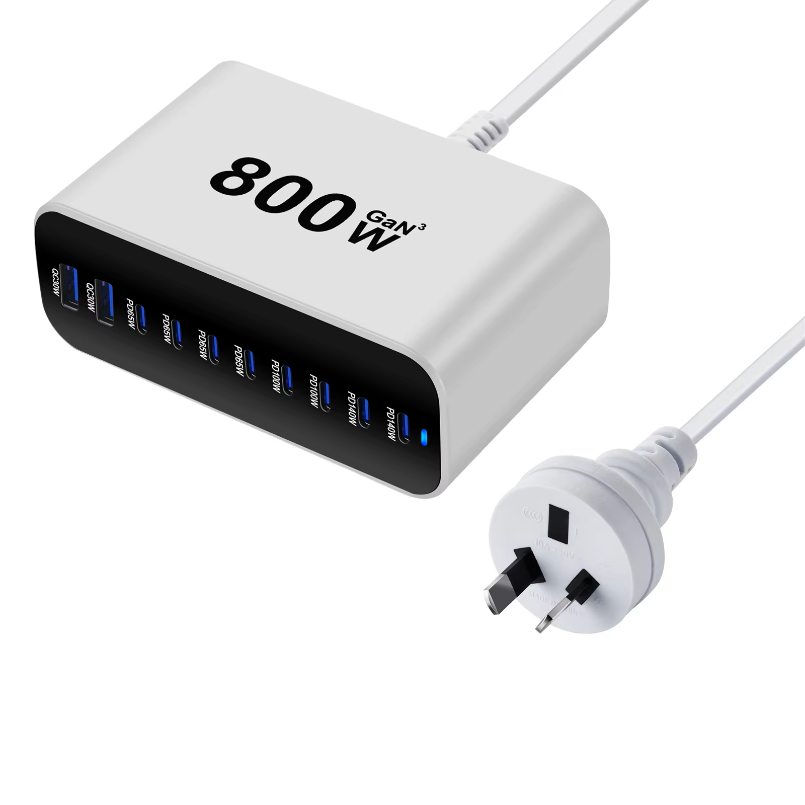 800w 8 c 2a usb c laddare bärbar laddningsstation med 10- portar bordsladdare för mobiltelefoner surfplattor och mer: Br