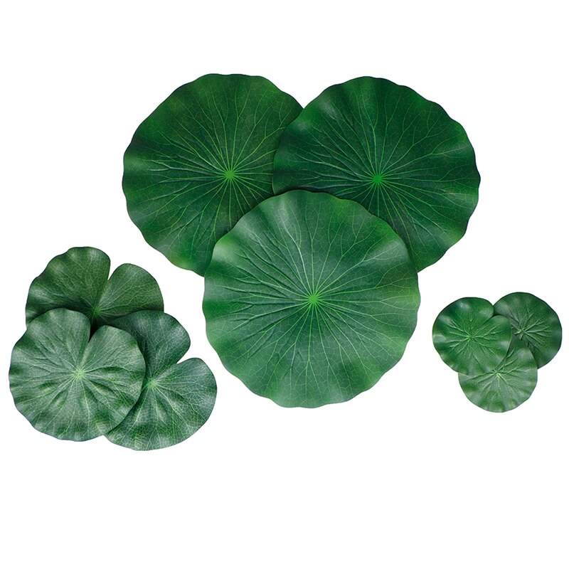 Pack Van 9 Kunstmatige Drijvende Schuim Lotus Bladeren Waterlelie Pads Ornamenten Groen | Perfect Voor Patio Koi Vijver zwembad Aquariu