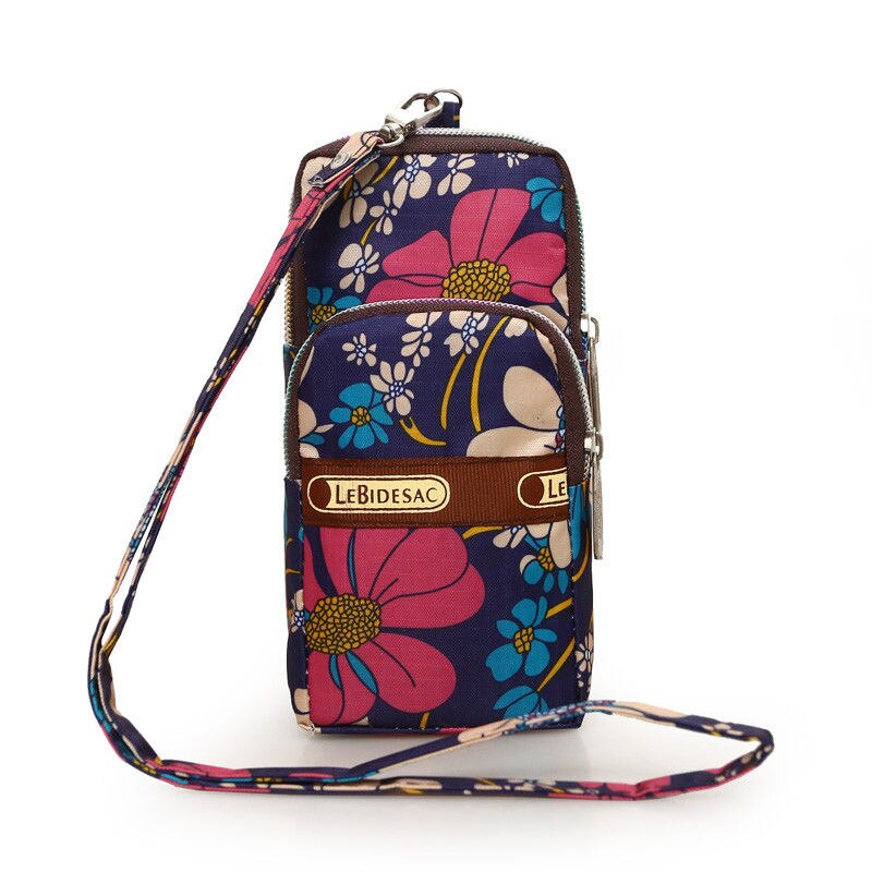 Dames nylon sport arm tas telefoon messenger polsbandje handtas portemonnee portemonnee bloem luipaard munt mobiele telefoonhoesje mobiele telefoonhoesje: 9