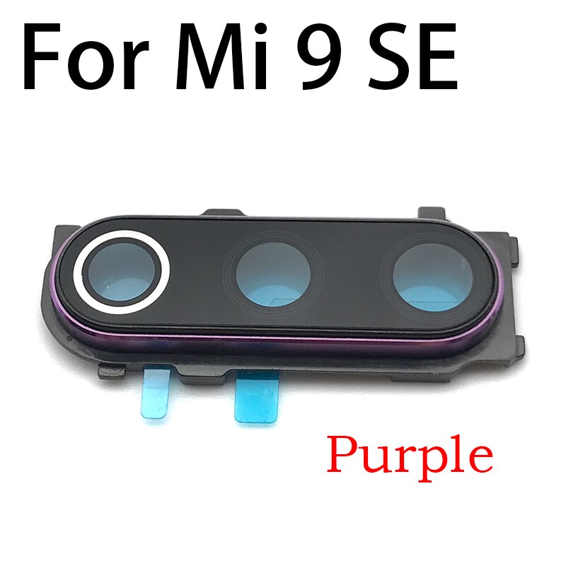 Tylna szyba aparatu dla Xiaomi Mi 6 Mi6 M6 Mi 8 Mi8 Mi 9 Mi9 Lite SE tylna kamera szklany obiektyw z ramką dla Redmi Note 8 Pro: Mi 9 SE Purple