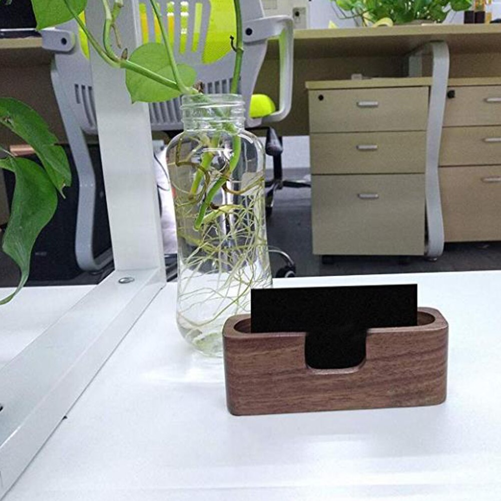 Box Practical Office Card Display Holder Tables Organizer Storage Desk Shelf Business Case Wood Single Compartment