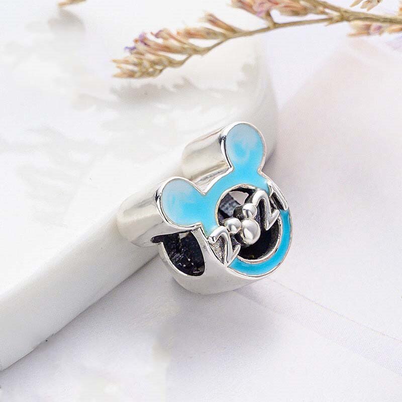 100% 925 Silver Beads 21 Years Limited Simple Blue Classic Hollow Digital Beads