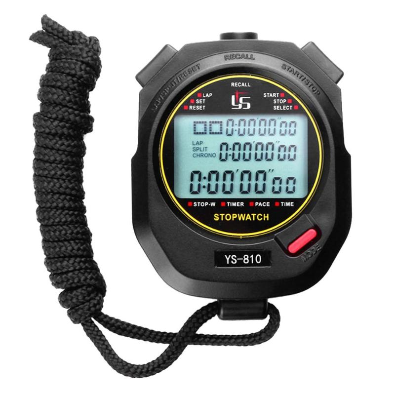 Professionele Digitale Stopwatch Timer Multifunctie Handheld Training Timer Draagbare Outdoor Sport Running Chronograph Stop Horloge: Balck 10 Tracks