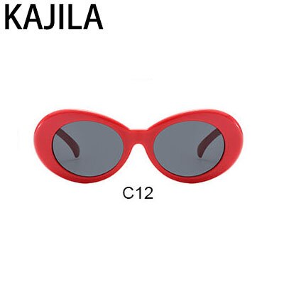 Kurt cobain briller ovale solbriller kvinder vintage trending solbriller til kvinde clout goggles очки курта кобейна: Rød