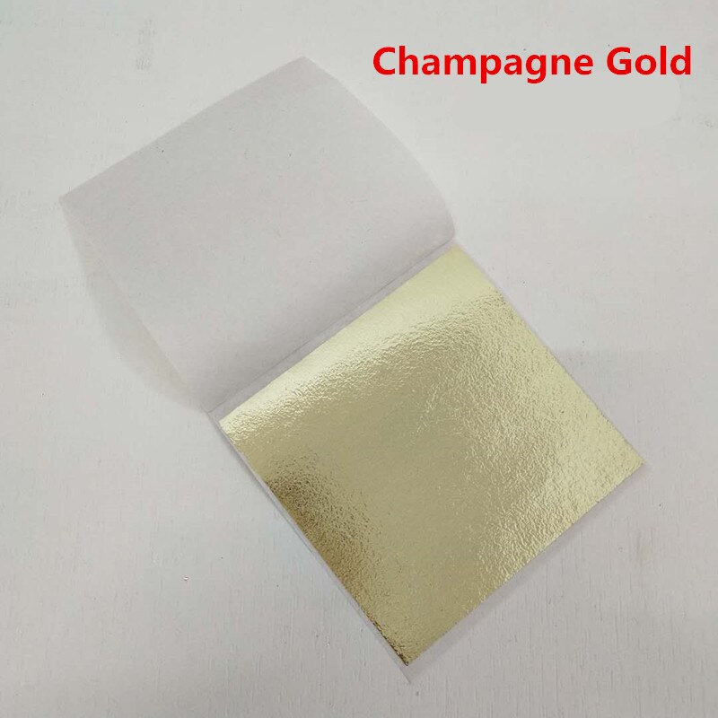 100 stk farve imiteret bladguld folie ark kobber blad til forgyldning kunst arbejde negle dekoration 9 x 9cm rose guld blad folie papir: Champagneguld