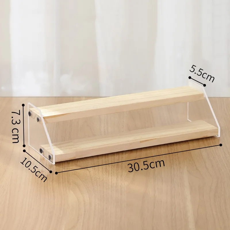 Présentoir en bois acrylique, support de maquillage, organisateur de parfum, étagère à 2-7 couches, figurine d'action, poupée, jouet, échelle, vitrine, supports de rangement