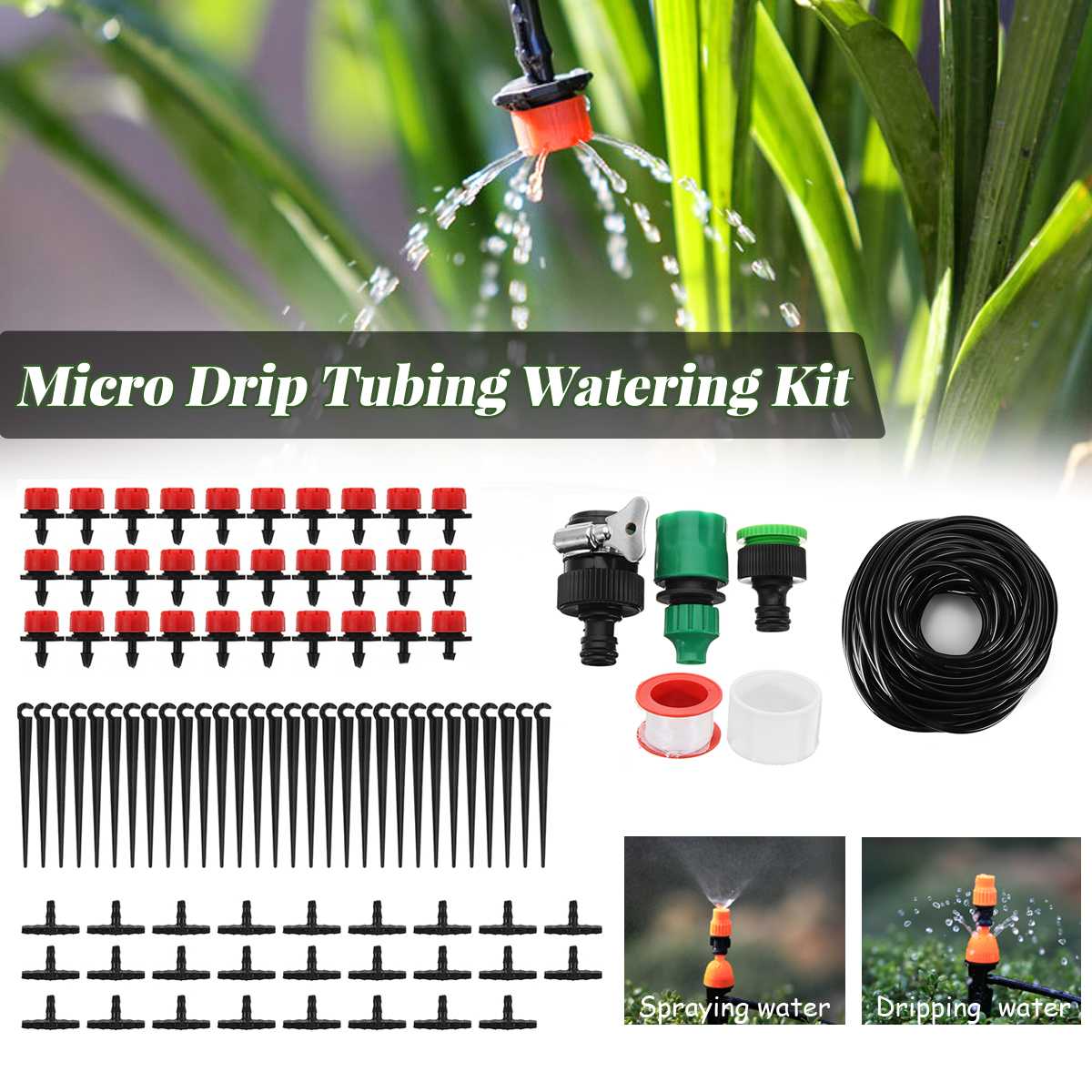 25M Automatische Self Watering Kits Micro Drip Irrigatie Systeem Verstelbare Tubing Drip Watering Tuin Bloemen Strooi Slang Kit