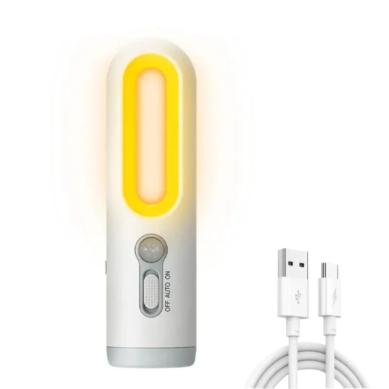 2 in 1 bærbar lommelygte led-bevægelsessensor natlampe badeværelseslæsning campingbelysning babyfodring øjenpleje sengelampe: Default Title