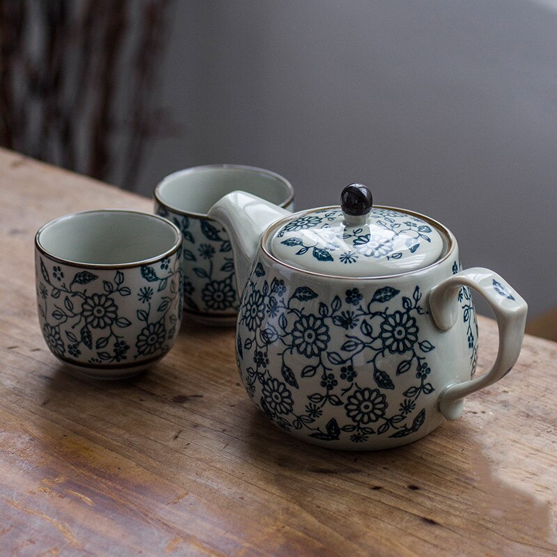 Juego de té de porcelana china tradicional, tetera artesanal de cerámica exquisita, azul y blanco, para el hogar: B1