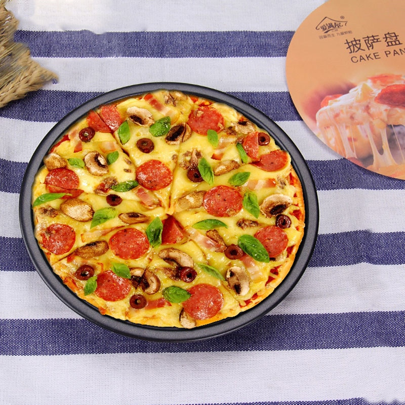 6 7 8 tommer pizza plade rund dyb skål pizza pan bakke kulstofstål non-stick pizza stenform bageværktøj bageform til pizza
