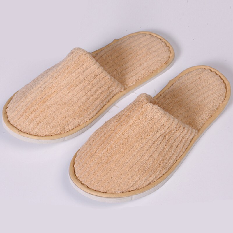 Koraal Fluwelen Hotel Reizen Spa Wegwerp Slippers Thuis Gast Slippers Witte Schoenen Kinderen Wegwerp Slippers: Dark Yellow