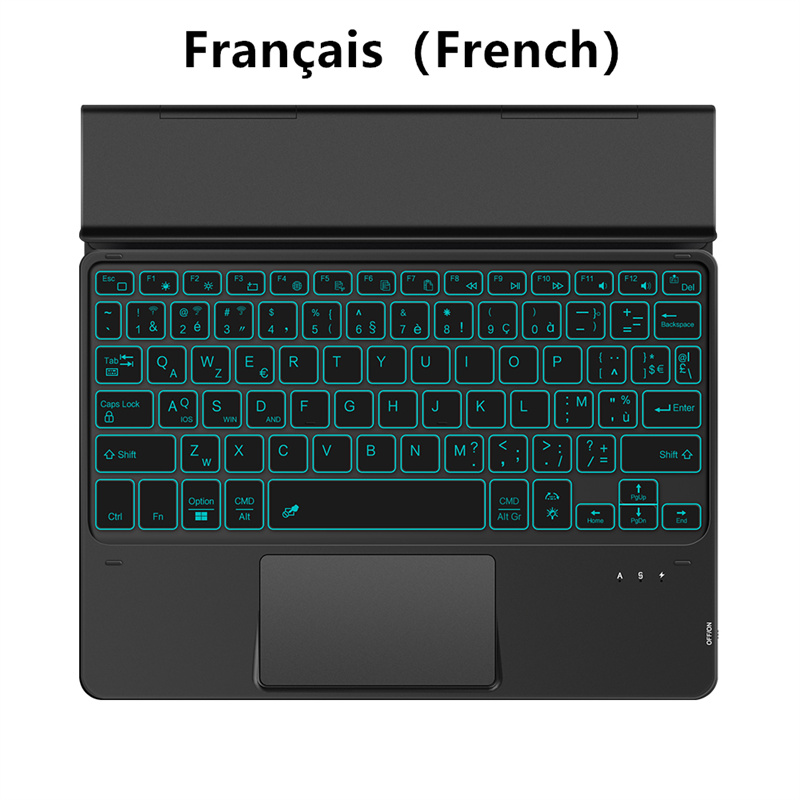 Bluetooth Toetsenbord Touchpad Backlight Voor Samsung Galaxy Tab A8 10.5 "SM-X200 X205 A7 10.4" Een 10.1 "a7 Lite 8.7 Inch Tablet: French Black