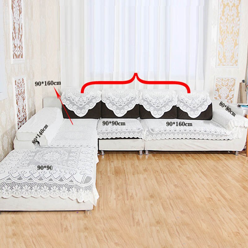 Huishoudelijke witte kant bankhanddoek bloemen bankhoes holle hoezen woonkamerdecoratie bankhanddoek voor armleuning rugleuning zitting