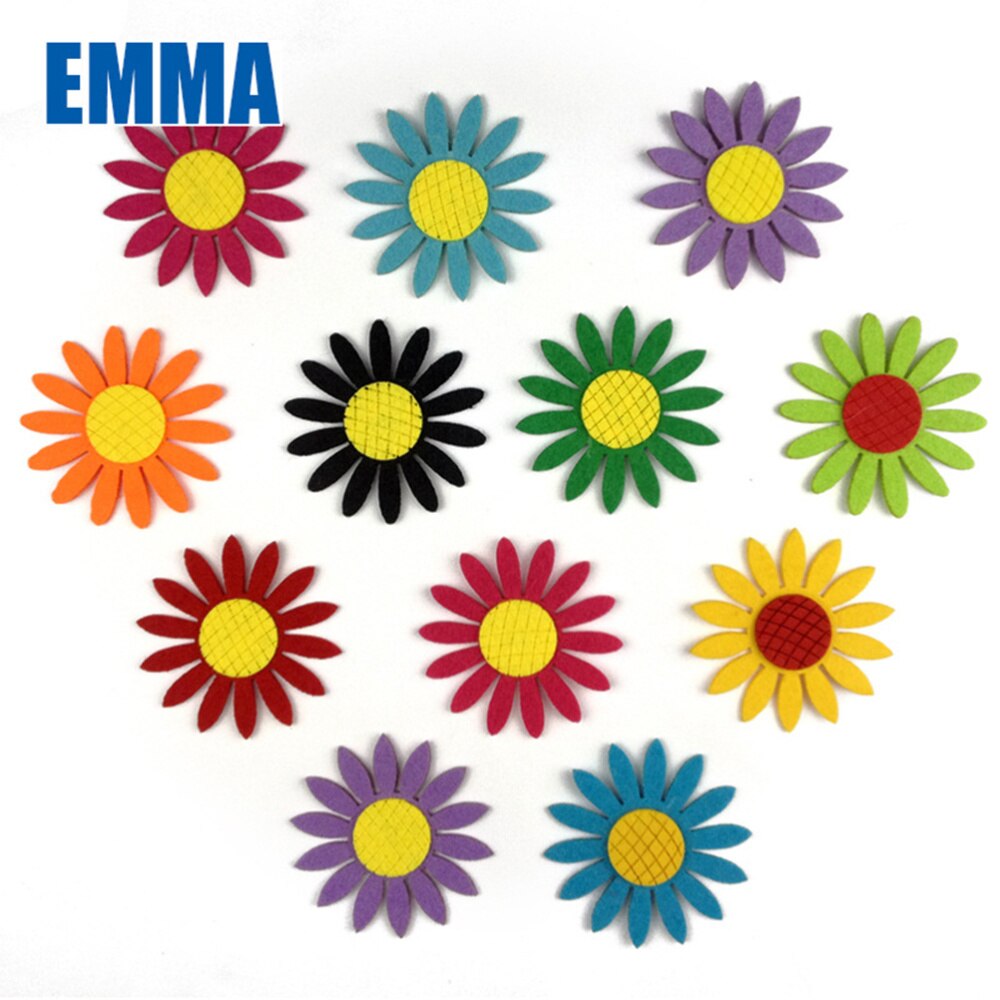 150pcs Felt Flowers Fabric Flower Embellishments for DIY Crafts Sewing Handcraft 3D Felt Cloth Flower Leaf Wall Stickers Assorte