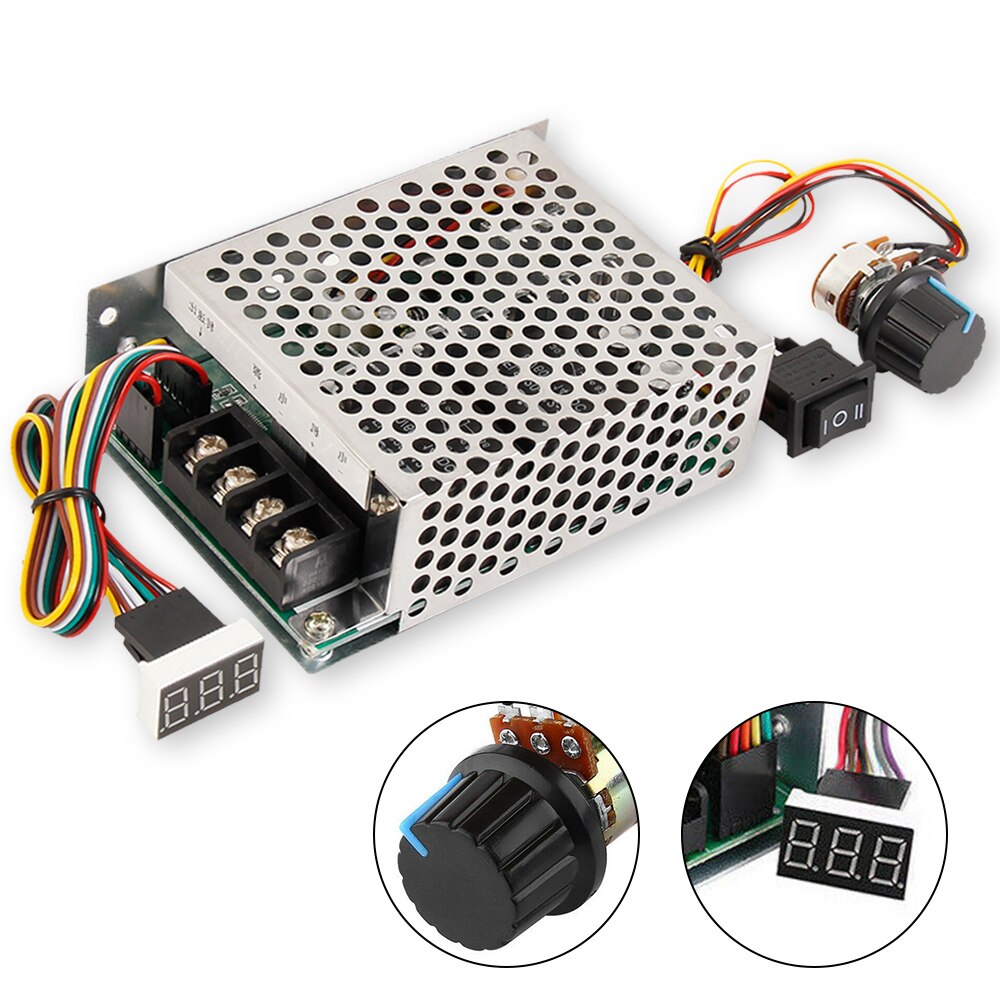 DC10-55V 40A Motor Governor Bidirectional Forward and Reverse DC Brush Motor Speed Governor with Digital Scale Tachometer