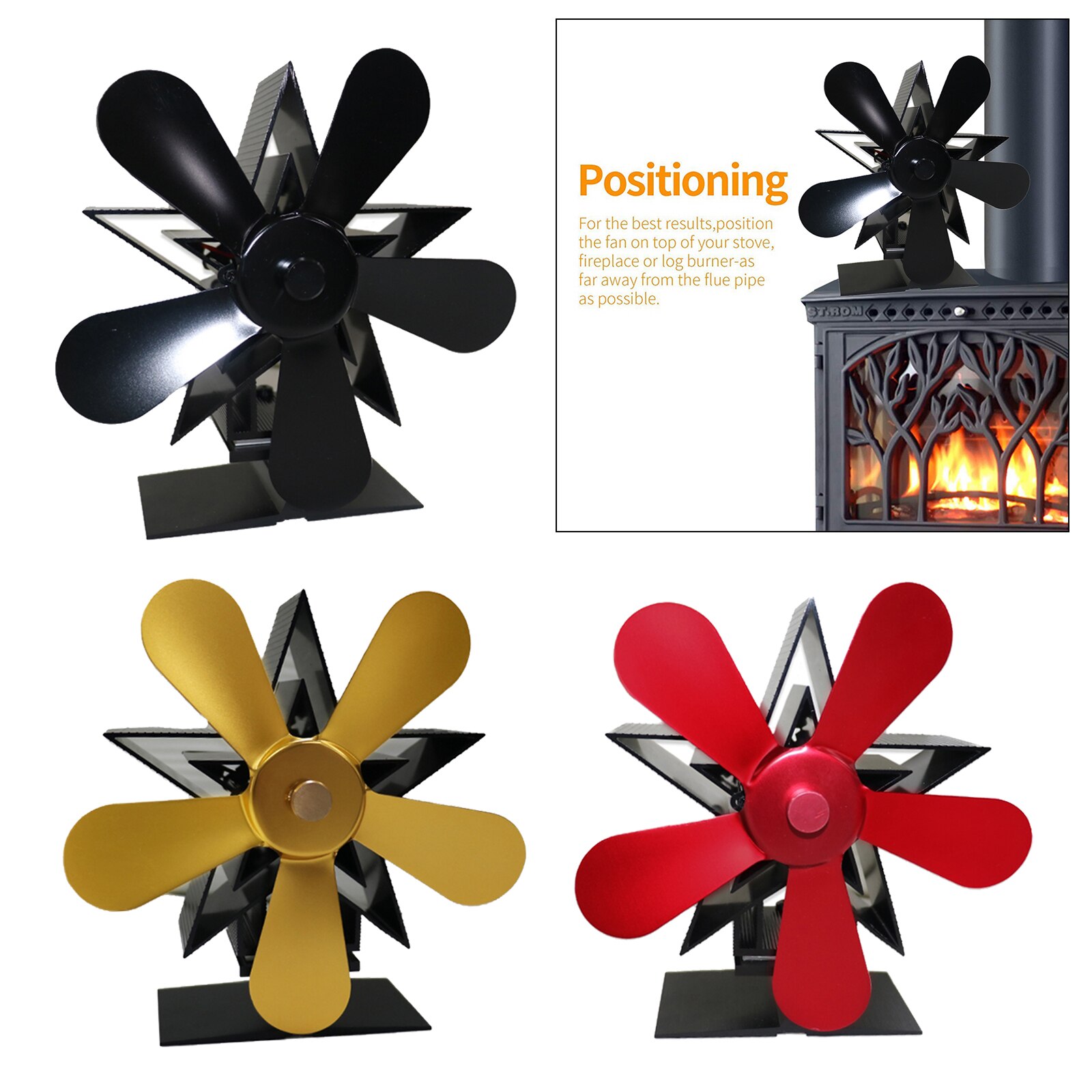 Premium Portable Fireplace Fan Heat Powered Log Fire Place Stove Fuel Saving