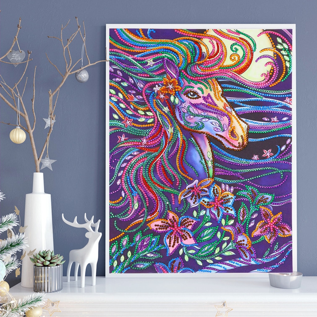 5D Special Shaped Diamond Painting Horse Picture Partial Drilled Diamond Embroidery Cross Stitch Kits Needlework Home Decor