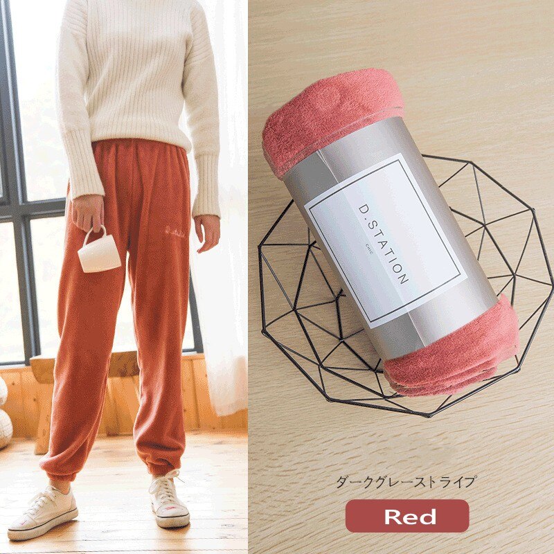 Korallen Samt schlaf hosen frauen Winter Schlafanzug Schlauch lässig weiche warme homewear hosen verlieren schlaf boden: rot / XL