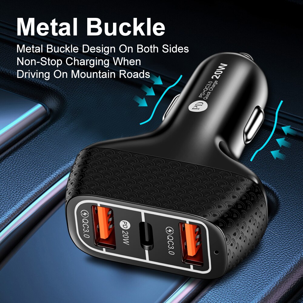 Caricabatteria da auto USB Quick Charge QC 3.0 4.0 PD 20W tipo C caricabatterie USB per auto veloce per iPhone 13 12 Pro Xiaomi Samsung cellulare